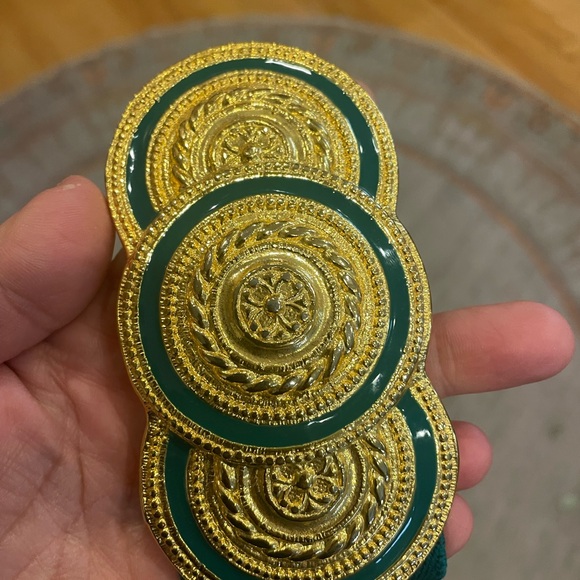Vintage 80s Green and Gold Tone Belt - Picture 3 of 6